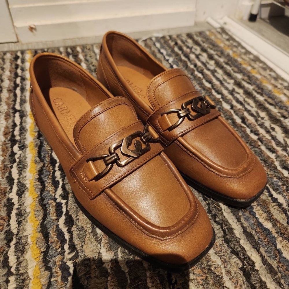 Carmela Genuine Leather Brown Loafers Size 5